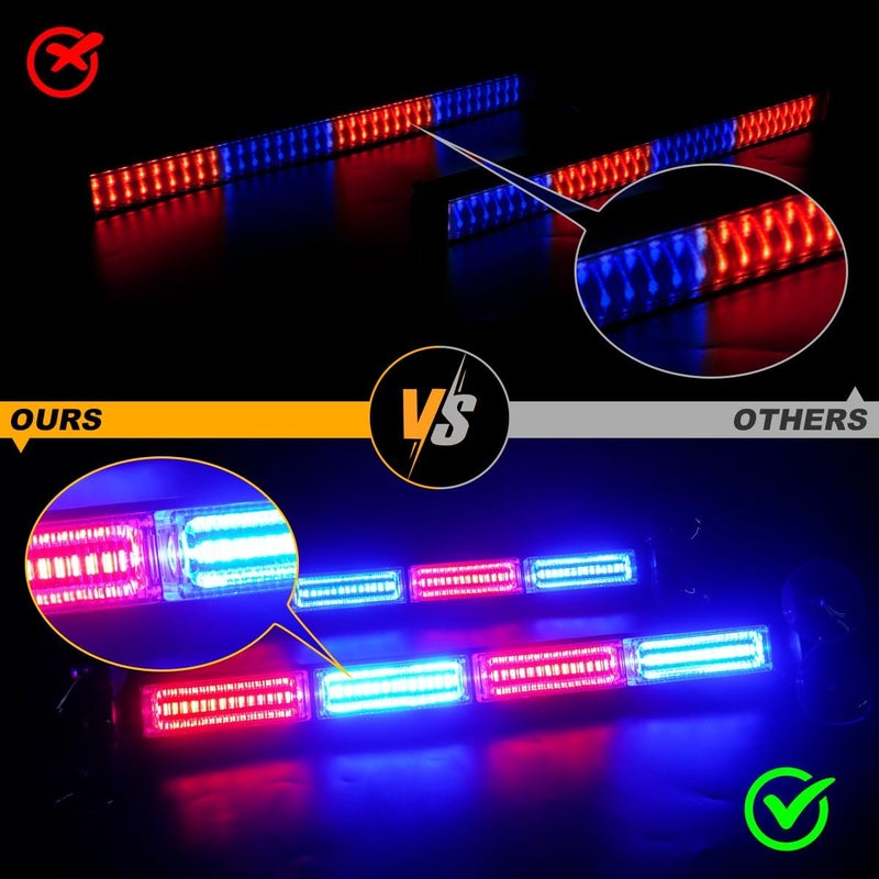 LRTER 2x17.7 Traffic Advisor Light Bar Emergency Warning Flashing Safety Interior Windshield Strobe Lights for Construction Vehicles Snow plow Trucks Firefighter Lights, Red/Blue - Image 4